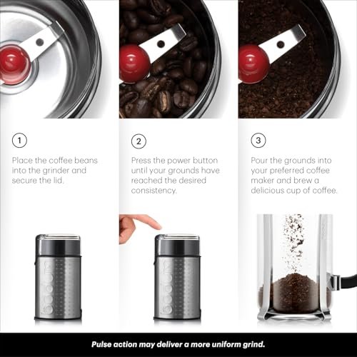 Bodum Bistro Electric Blade Coffee Grinder, Brushed Stainless Steel