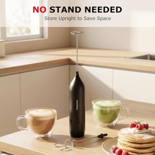 Bonsenkitchen Rechargeable Milk Frother Handheld, Charging USB-C