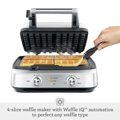 Breville BWM604BSS Smart Waffle Maker, 4 Slice, Brushed Stainless Steel