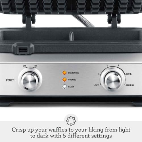 Breville BWM604BSS Smart Waffle Maker, 4 Slice, Brushed Stainless Steel