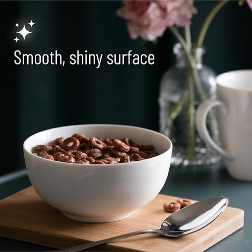 Brew To A Tea BTaT- White Soup Bowls Set of 12, 16 Ounces, Porcelain Dishes for Soup, Rice, Salad, Noodle, Microwave, Oven, Freezer & Dishwasher Safe, Deep White Cereal Bowls for Kitchen
