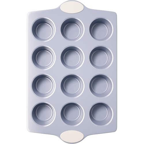 BRONYPRO 12-Cup Ceramic Nonstick Muffin Pan & Cupcake Tin, Cream White