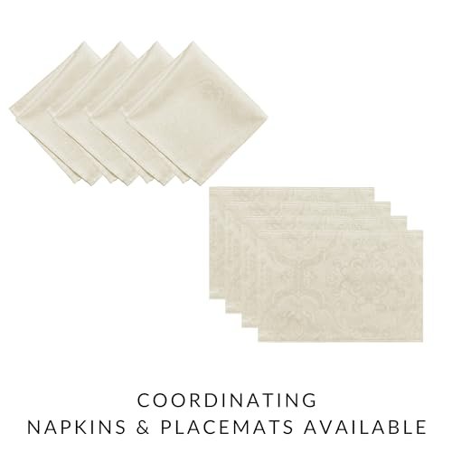 Caiden Elegance Damask Tablecloth, Ivory - 60" W x 120" L