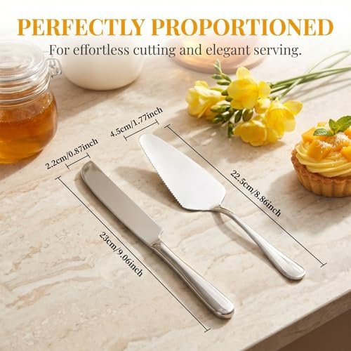 Cake Knife and Server Set, 2-Piece Stainless Steel Wedding Cake Cutting