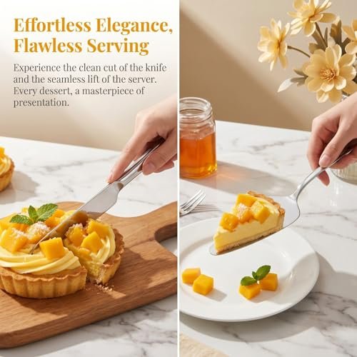 Cake Knife and Server Set, 2-Piece Stainless Steel Wedding Cake Cutting