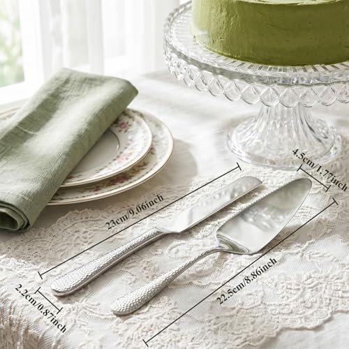 Cake Knife and Server Set, 2-Piece Stainless Steel Wedding Cake Cutting Set