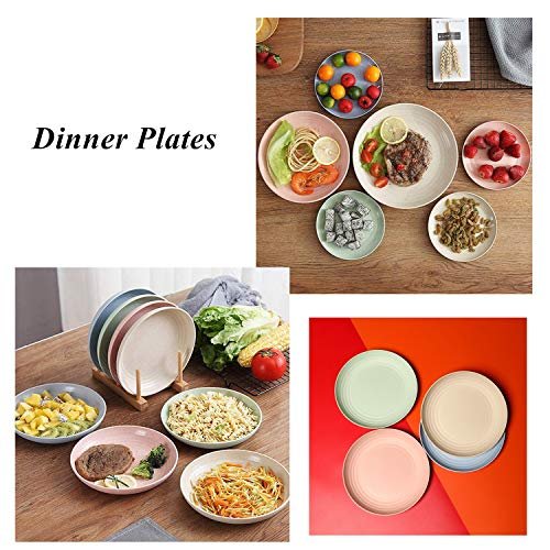 CAMBUY Wheat Straw Plates 4Pack 8inch/20cm Reusable Large Dinner Plate Set