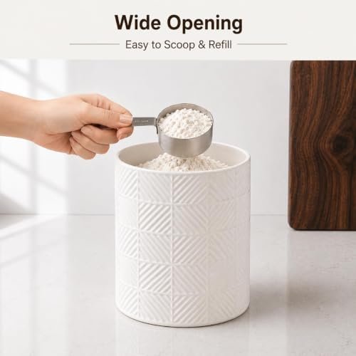Canisters Sets for the Kitchen with Airtight Bamboo Lids, Ceramic|Set of 3