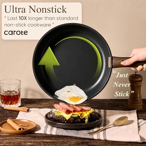 CAROTE 19pcs Pots and Pans Set Non Stick, Detachable Handle Cookware, Black