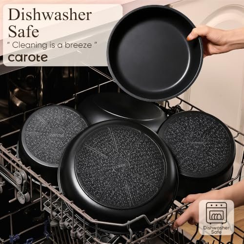 CAROTE 19pcs Pots and Pans Set Non Stick, Detachable Handle Cookware, Black