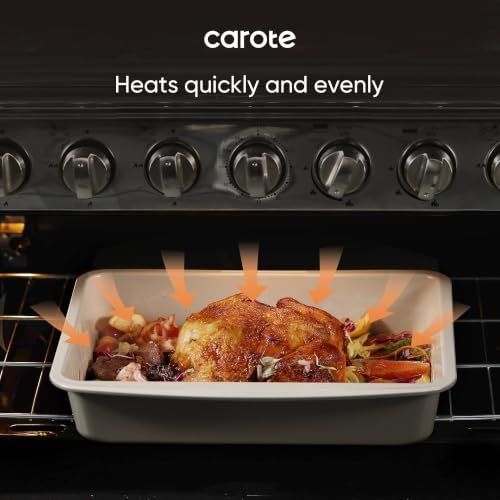 CAROTE 7-Piece Baking Pans Set, Nonstick Bakeware Sets, Gray & Khaki