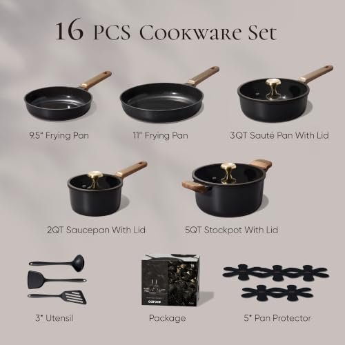 CAROTE Ceramic Cookware Sets, Pots and Pans Set, 16pcs