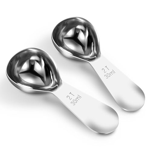 Coffee Scoop 2 Tablespoon Measuring Spoons for Ground Coffee30ML18/8(2Pcs).