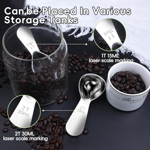 Coffee Scoop 2 Tablespoon Measuring Spoons for Ground Coffee30ML18/8(2Pcs).