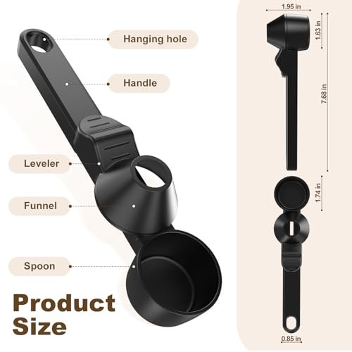 Coffee Scoop with Funnel for Ground Coffee & Protein Powder, 2 Tbsp