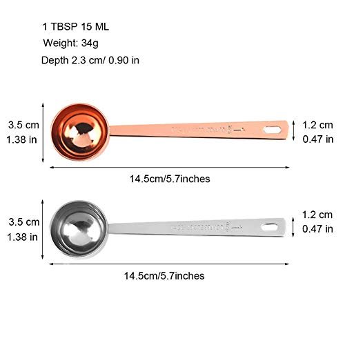 Coffee Scoops, 1 PC 15 ML (1 TPSP) 304 Stainless Steel Tablespoon Long Handle Measuring tablespoon Fits Container for Ground, Brewing, Milk Brewin (5.7inches)