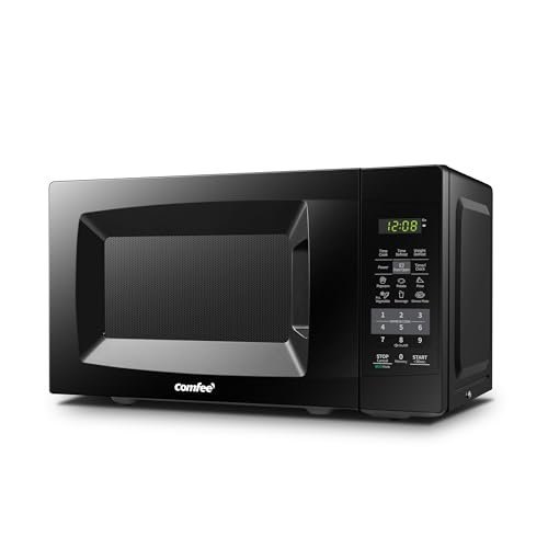 COMFEE' Countertop Microwave Oven, 0.7 Cu.Ft, 700W, Black, ECO Mode