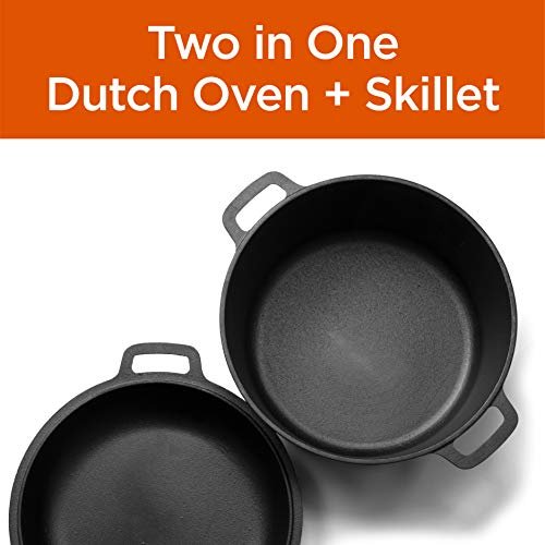 Commercial Chef 2-in-1 5-Qt. Dutch Oven, 10.25-Inch Skillet Lid, CHFL508