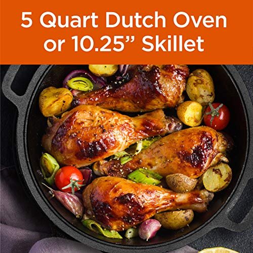 Commercial Chef 2-in-1 5-Qt. Dutch Oven, 10.25-Inch Skillet Lid, CHFL508