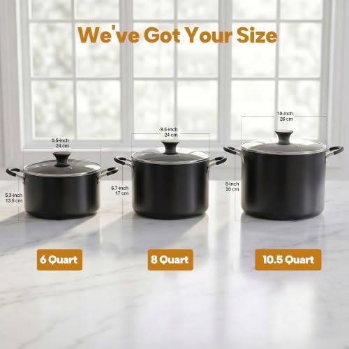 Cook N Home 10.5 Quart Non Stick Stock Pot with Lid, Large Pots for Cooking