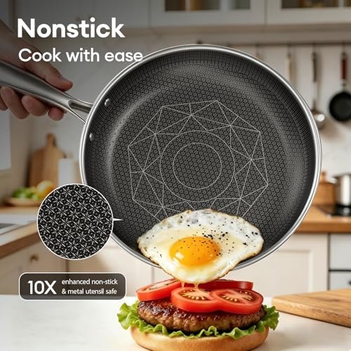 COOKER KING 11 Pcs Pots and Pans Set，Hybrid Stainless Steel Cookware Set