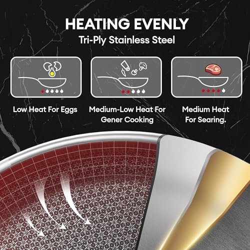 COOKER KING 11 Pcs Pots and Pans Set，Hybrid Stainless Steel Cookware Set