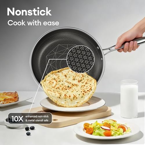 COOKER KING Hybrid Stainless Steel Cookware Set, 8pcs Pots and Pans Set