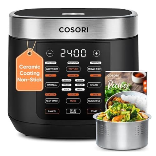 Cosori Rice Cooker 10 Cup, Fuzzy Logic, Ceramic Coating Inner Pot,18-in-1