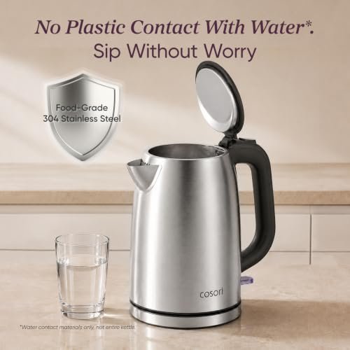 Cosori Stainless Steel Electric Kettle, No Plastic Contact with Water, 1.7L
