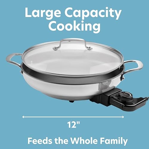 CucinaPro Electric Skillet, 18/10 Stainless Steel, 12" Non-stick Frying Pan