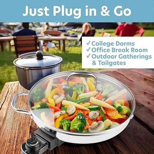 CucinaPro Electric Skillet, 18/10 Stainless Steel, 12" Non-stick Frying Pan