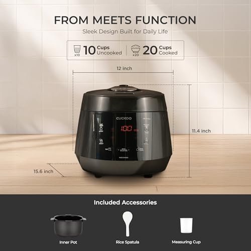 CUCKOO High Pressure Rice Cooker, 20-Cup Cooked, Black, CRP-PK1001S