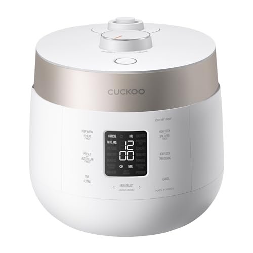 CUCKOO Twin Pressure Rice Cooker, 20-Cup Cooked, White, CRP-ST1009FW