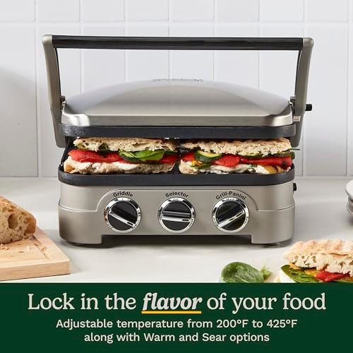 Cuisinart Panini Press and Grill, 1500W 5-in-1 Griddler, Dishwasher-Safe