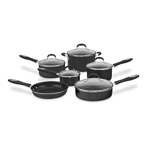 Cuisinart Pots and Pans Set, Nonstick w/Aluminum Core, 11-Piece, Black