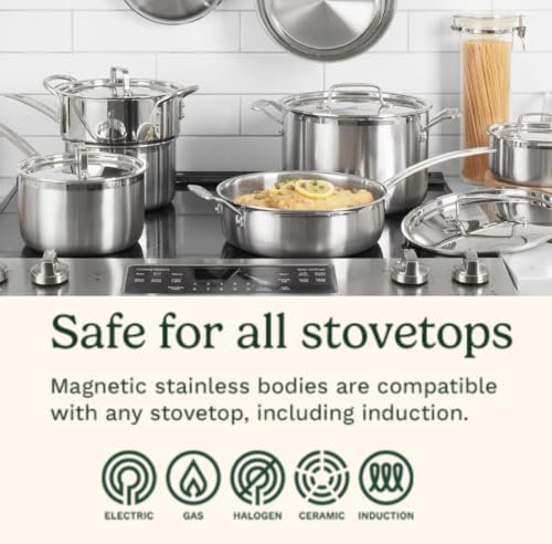Cuisinart Stainless Steel Pots and Pans Set, Induction Compatible, 12 pc