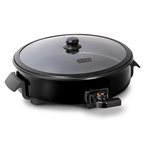 Dash Family Size Electric Skillet with Lid, 6-Quart Nonstick, Black
