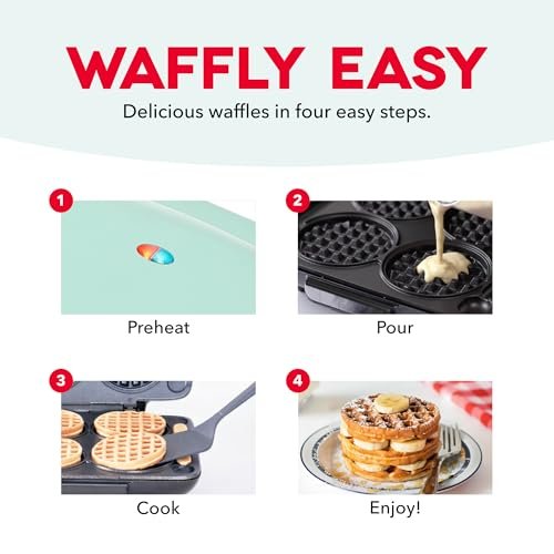 Dash Multi Mini Waffle Maker, Makes 4 Waffles at Once, Graphite