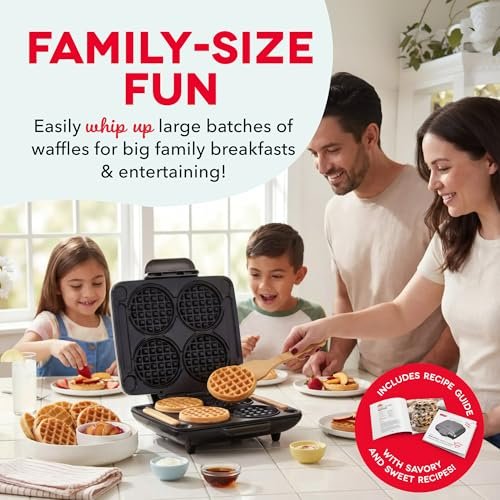 Dash Multi Mini Waffle Maker, Makes 4 Waffles at Once, Graphite