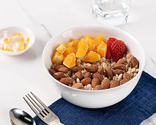 DELLING 22 Oz Ceramic Cereal Bowls Set of 6, White Porcelain Soup Bowls - Deep Bowls for Kitchen Snack Rice Pasta Salad Oatmeal, Microwave Dishwasher Safe