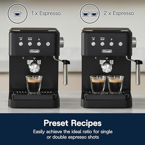 De’Longhi Classic Matte Black Espresso Machine, Easy-to-Use Milk Frother