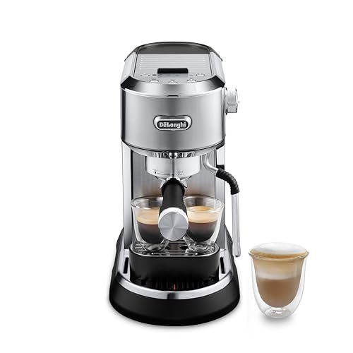 DeβLonghi Dedica Maestro Espresso Machine with Milk Frother, 15-Bar Pump & Temperature Control - Barista Coffee Maker Kit for Espresso, Latte, Cappuccino & Iced Coffee - Italian Stainless Steel Design