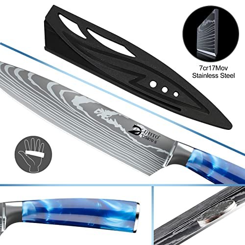Dfito Chef Knife Sets with Roll Bag, 9 Pieces Professional Knife Set