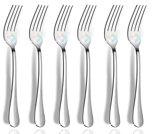 Dinner Forks, Set of 6 Top Food Grade Stainless Steel Silverware Forks, Flatware Set,8 Inches, Mirror Finish & Dishwasher Safe, New Apartment Essentials Cutlery Set