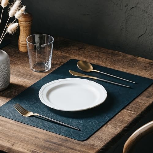 DOLOPL Placemats Set of 6, Reversible Dual-Color Faux Leather Place Mats