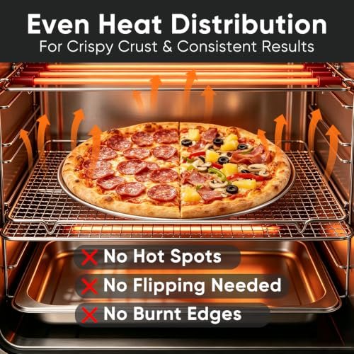 E-far 16” Stainless Steel Pizza Pan for Oven, Pizza Baking Tray Set of 2