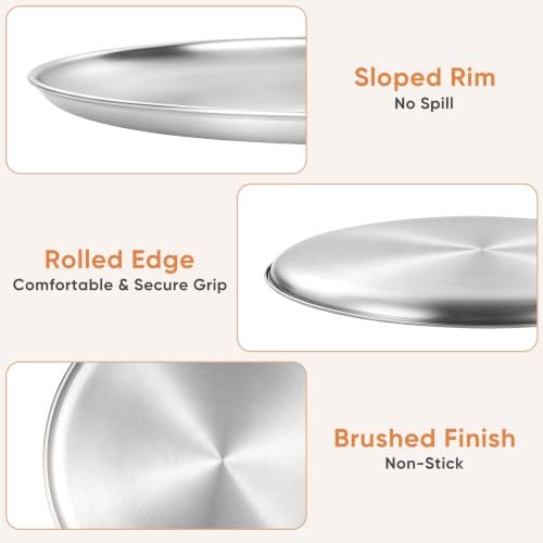 E-far 16” Stainless Steel Pizza Pan for Oven, Pizza Baking Tray Set of 2