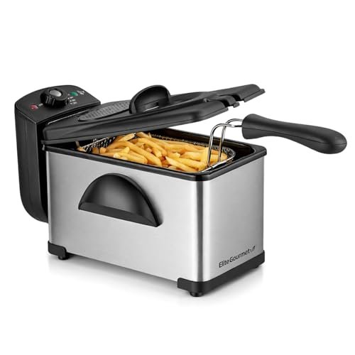 Elite Gourmet EDF2100 Immersion Deep Fryer, Removable Basket, 2 Qt