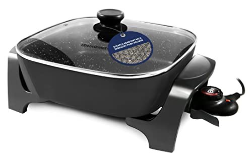 Elite Gourmet EG6201 Non-Stick Electric Skillet, 12"x12" 7.5Qt, Black