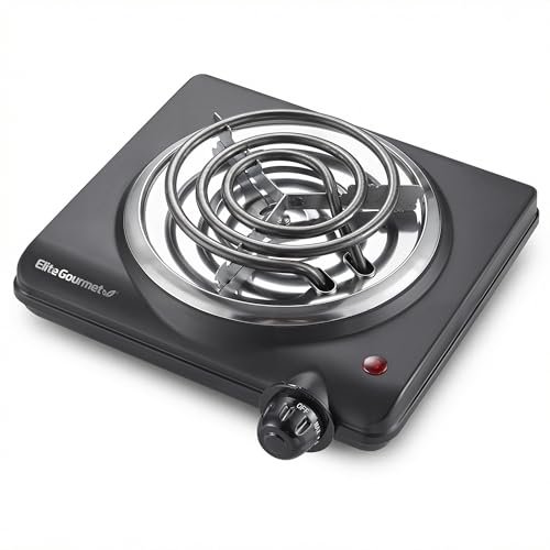 Elite Gourmet ESB100B Single Coiled Burner Hot Plate, Countertop, Black